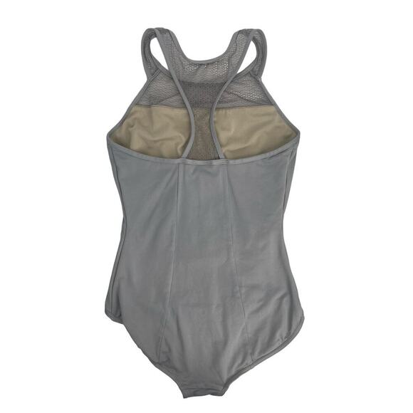Capezio Women’s Gray Lace Racerback Tank Top Leotard Size Medium M - Picture 2 of 6